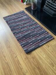 Grey Crochet Rug, Rectangular Handmade Washable Rug For Living Room Or Bedroom - thumbnail 1