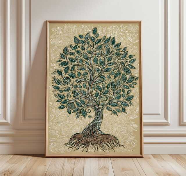 Tree Of Life Poster, Modern Minimalist Wall Art Print, Nature Inspired Boho Decor, Botanical Artwork, Spiritual Zen Home Print - image 1