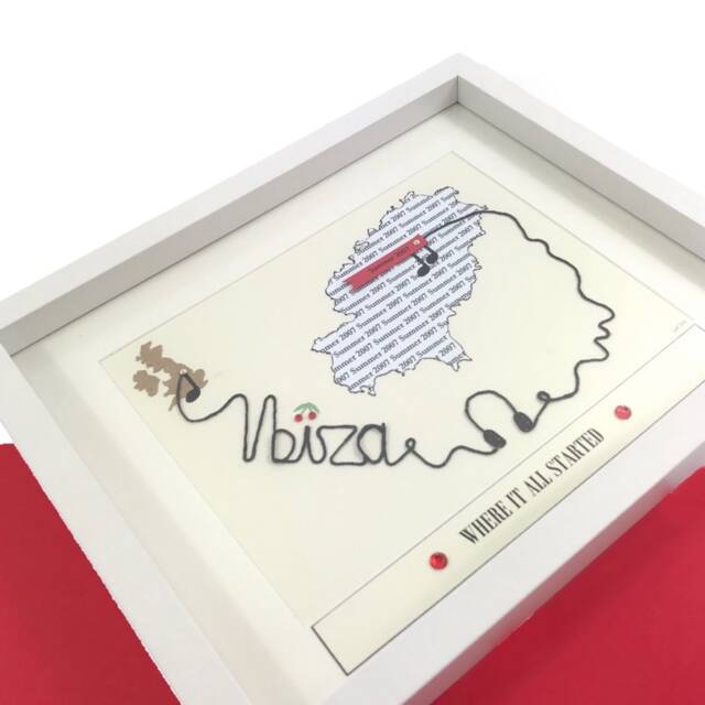 Ibiza Map Print Unique Wedding Gift Where It All Began, Wall Art With Headphone Words, We Met Music - image 1