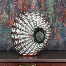 Dried Flower Coral Vase Sculpture Modern Nautilus Statue, Coastal Garden & Hall Table Decor Accent - thumbnail 2