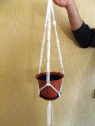 White Plant Hanger - Indoor Outdoor Macrame Holder 24 Inches 3mm Macrame Wall Hanging Planter Patterns - thumbnail 1