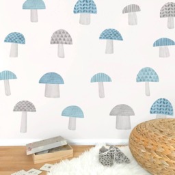 Mushrooms - Fabric Wall Decal Woodland Blue Collection Mej - thumbnail 2