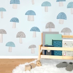 Mushrooms - Fabric Wall Decal Woodland Blue Collection Mej