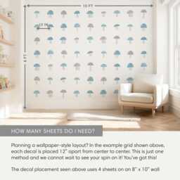 Mushrooms - Fabric Wall Decal Woodland Blue Collection Mej - thumbnail 4