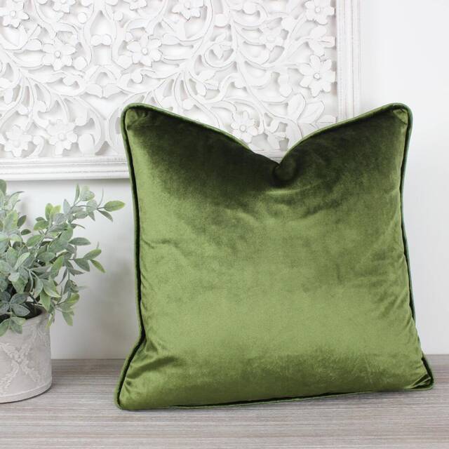 Glamour Sage Green Velvet Piped Cushion/Cover