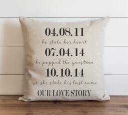 Our Love Story 20 X Pillow Cover //Housewarming Gift//Throw Pillow//Wedding//Anniversary//Gift For Them//Sentimental Gift - thumbnail 1