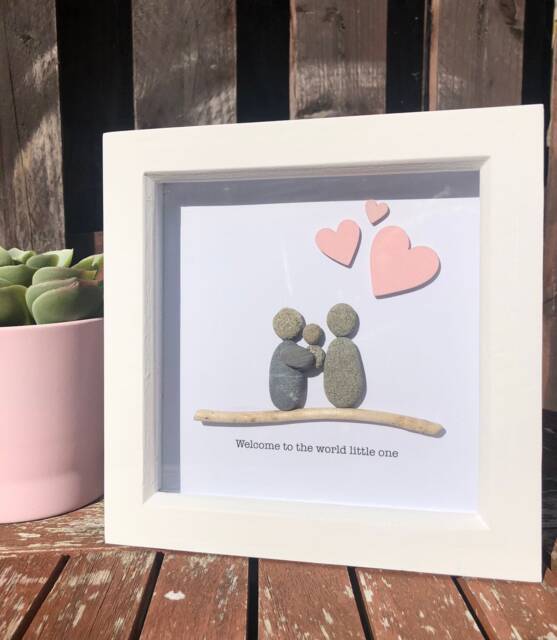 New Baby Gift, Girl Boy Gift For Her, Him, Pebble Frame, Art Gift, Personalised Nursery Frame