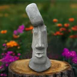 Stone Moai Statue Concrete Tiki Head Figurine Polynesian Island Sculpture Outdoor Garden Ornament Rapa Nui Decor Unique Handmade Gift - thumbnail 1