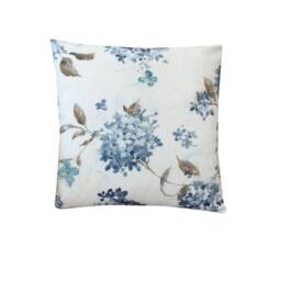 Floral Linen Throw Pillow Cover Wedgewood Blue Botanical Cushion - thumbnail 2
