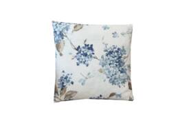 Floral Linen Throw Pillow Cover Wedgewood Blue Botanical Cushion - thumbnail 1