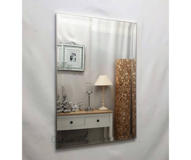 Oltons Plain Silver Framed Modern Wall Mirror Rectangular 25mm Bevelled Glass UK - image 1