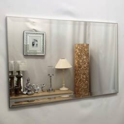 Oltons Plain Silver Framed Modern Wall Mirror Rectangular 25mm Bevelled Glass UK - thumbnail 2