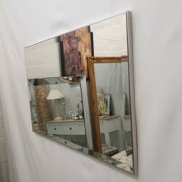 Oltons Plain Silver Framed Modern Wall Mirror Rectangular 25mm Bevelled Glass UK - thumbnail 4