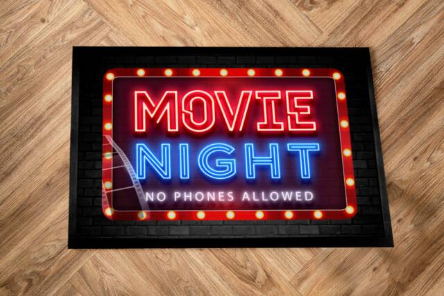Movie Night Doormat Family Cinema Decor - 60 X 40cm - image 1
