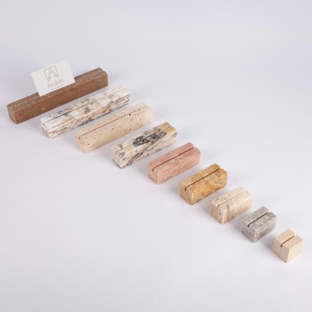 Travertine Card Holder, Marble Menu Jewelry Display, Name Tag Wedding Bar Sign, Stone Place Holders - image 1