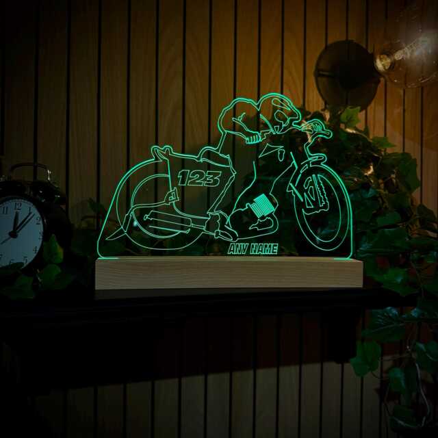 Personalised Speedway Bike Led Night Light, Racing Gift, Dirt Lights, Bedroom Light - image 1