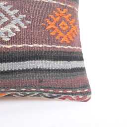 Handwoven Turkish Kilim Pillow Bohemian Lumbar Cushion, 16x24 Inch - thumbnail 2
