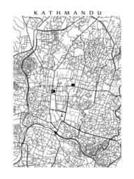 Kathmandu Map - Black & White Wall Art Nepal Poster, Mount Everest, Himalayas - thumbnail 2