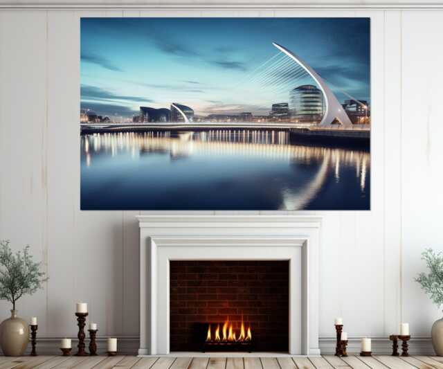 Abstract Dublin Painting Canvas Print, Samuel Beckett Bridge Canvas, Ireland Wall Art, Framed & Ready To Hang - image 1