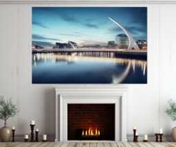 Abstract Dublin Painting Canvas Print, Samuel Beckett Bridge Canvas, Ireland Wall Art, Framed & Ready To Hang - thumbnail 1