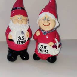 35Th Wedding Anniversary Garden Gnomes, Handmade , Personalized Quirky Gift/Coral - thumbnail 3