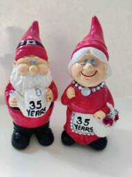 35Th Wedding Anniversary Garden Gnomes, Handmade , Personalized Quirky Gift/Coral