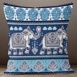 Blue Elephant Throw Pillow Cover/Animal Mandala Case/Bohemian Bedroom Decor/Living Room Cushion /Housewarming Gift/Cushion For Gift - thumbnail 3