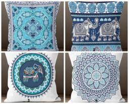 Blue Elephant Throw Pillow Cover/Animal Mandala Case/Bohemian Bedroom Decor/Living Room Cushion /Housewarming Gift/Cushion For Gift - thumbnail 1