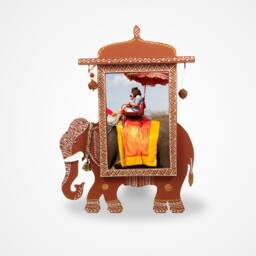 Elephant Photo Frame - Indian Handmade Picture Unique Desktop Decor Rajasthani Mandana Art Tabletop 4x6 Photoframe Gift - thumbnail 2