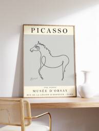 Picasso Exhibition Poster, The Grey Horse, Horse Art, Animal Decor, Art Print, Minimalist Line Gift, A1/A2/A3/A4 - thumbnail 1