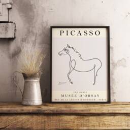Picasso Exhibition Poster, The Grey Horse, Horse Art, Animal Decor, Art Print, Minimalist Line Gift, A1/A2/A3/A4 - thumbnail 2