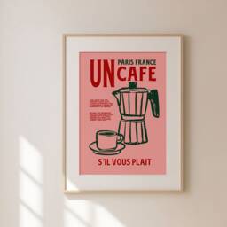 Un Cafe S'il Vous Plait Print, Kitchen Wall Art, Decor, Trendy French Coffee Art Poster, Unframed - thumbnail 2