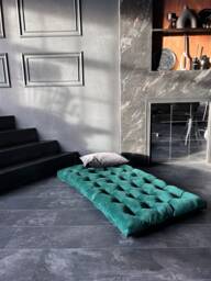 Emerald Green Velvet Floor Cushions, Pillow, Multiple Colors - thumbnail 1