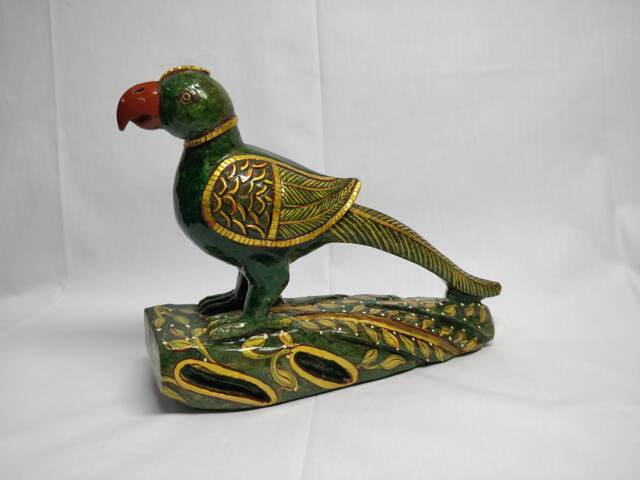 Green Jade Parrot Statue, Gemstone Bird Sculpture, Spiritual Crystal Gifts Home Decor - image 1