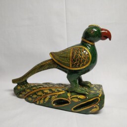 Green Jade Parrot Statue, Gemstone Bird Sculpture, Spiritual Crystal Gifts Home Decor - thumbnail 2