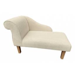 Handmade Mini Chaise Longue Brick Cream Textured Fabric, Small Sofa - thumbnail 2