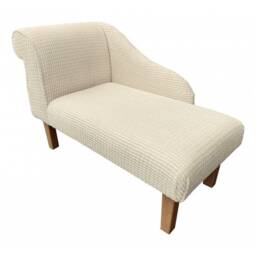Handmade Mini Chaise Longue Brick Cream Textured Fabric, Small Sofa