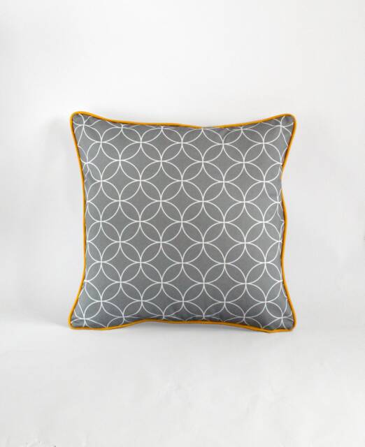 Grey & Yellow Geometric Cushion 45cm X Cotton - image 1