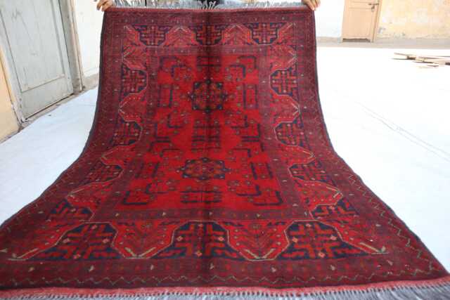 3'5x5'0 Ft Red Afghan Bokhara Rug, Turkmen Oriental Geometric Khal Mohammedi Bukhara Handmade Livingroom, D??cor Office Rug - image 1
