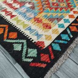 Kilim Rug Multicolour, Handmade Artisan Afghan Turkish, Scandinavian, Navajo, Bohemian Flatweave, Natural Wool 197x151 cm - thumbnail 3