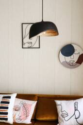 Black Pendant Light For Kitchen Island, Natural Lamp Shade, Yakisugi Flush Mount Ceiling