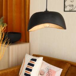Black Pendant Light For Kitchen Island, Natural Lamp Shade, Yakisugi Flush Mount Ceiling - thumbnail 2