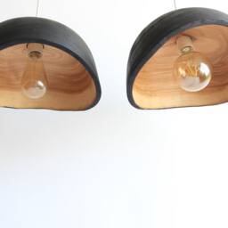 Black Pendant Light For Kitchen Island, Natural Lamp Shade, Yakisugi Flush Mount Ceiling - thumbnail 3