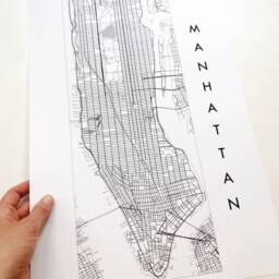 Manhattan Street Map City Hand Drawn Black White - Art Print New York Wedding Realtor Gift Central Park Midtown Uptown Downtown Soho - thumbnail 2