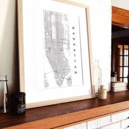 Manhattan Street Map City Hand Drawn Black White - Art Print New York Wedding Realtor Gift Central Park Midtown Uptown Downtown Soho - thumbnail 4