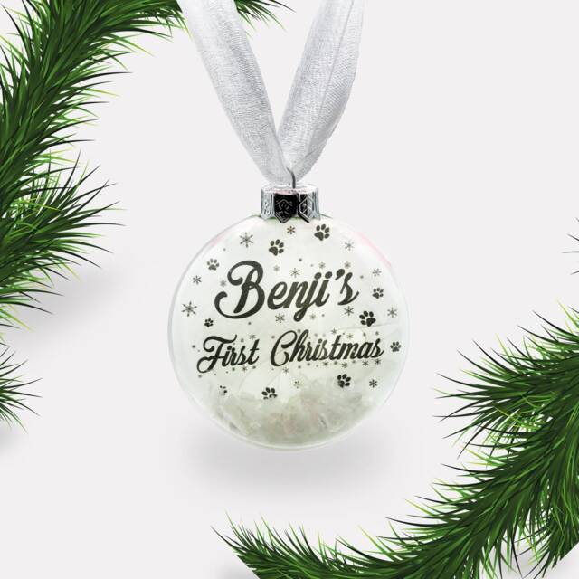 Dog's First Christmas - Personalised Bauble Glass Personalized Pet - image 1