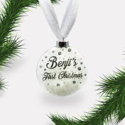 Dog's First Christmas - Personalised Bauble Glass Personalized Pet - thumbnail 1