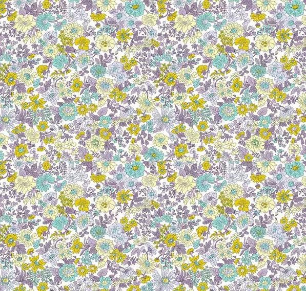 Floral Baby Crib Sheet Soft Teal, Mustard Daisy Bedding Liberty London - image 1