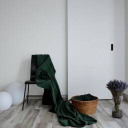 Dark Emerald Linen Flat Sheet - Soft Washed, 100% Lithuanian Linen, Custom Size - thumbnail 2