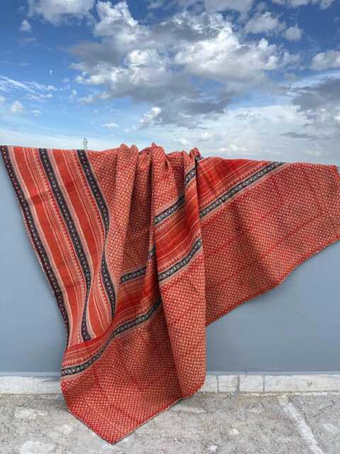 Boho Vintage Patchwork Kantha Quilt Reversible Block Print Cotton Handmade Throw Blanket - image 1